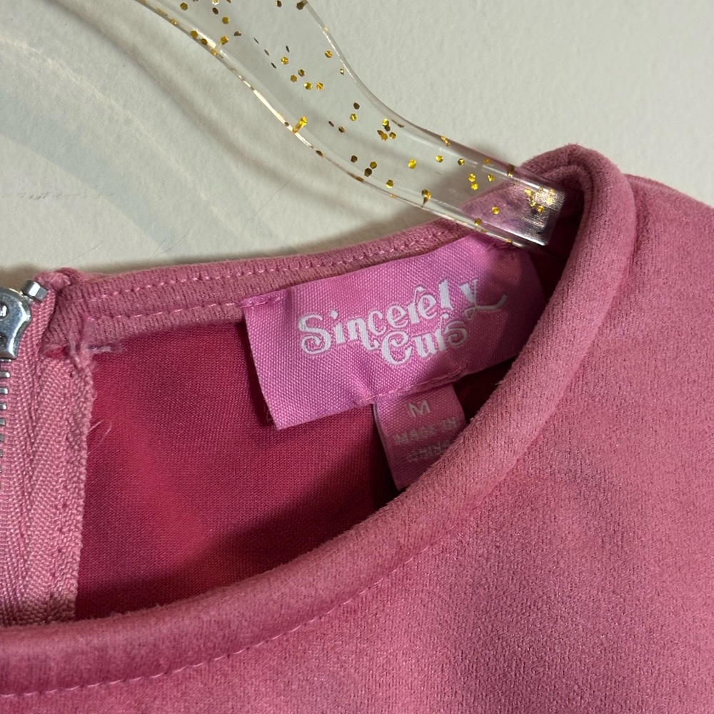 SINCERELY OURS Set Cassandra Top & As Always Mini Skort in Pink Suede Sz Medium - Picture 4 of 11